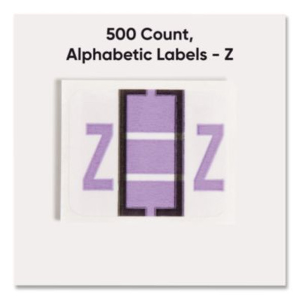 A-Z Color-Coded End Tab Filing Labels, Z, 1 X 1.25, White, 500/Roll