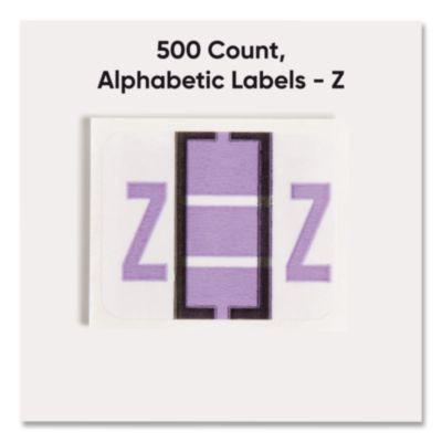 A-Z Color-Coded End Tab Filing Labels, Z, 1 X 1.25, White, 500/Roll