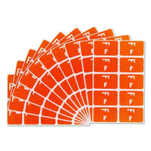 Alphaz Color-Coded Second Letter Alphabetical Labels, F, 1 X 1.63, Orange, 10/Sheet, 10 Sheets/Pack