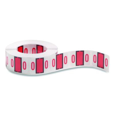 Numerical End Tab File Folder Labels, 0, 1 X 1.25, White, 500/Roll