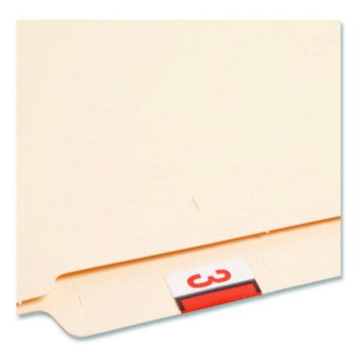 Numerical End Tab File Folder Labels, 3, 1 X 1.25, White, 500/Roll