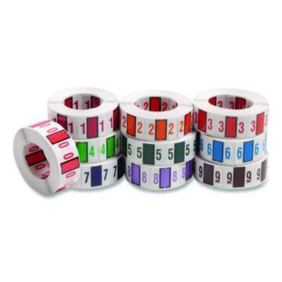 Numerical End Tab File Folder Labels, 0-9, 1 X 1.25, White, 500/Roll, 10 Rolls/Box