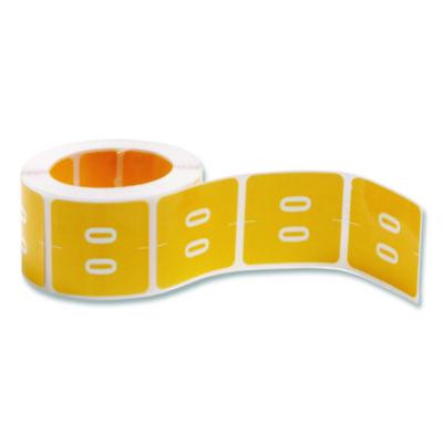 Numerical End Tab File Folder Labels, 0, 1.5 X 1.5, Yellow, 250/Roll