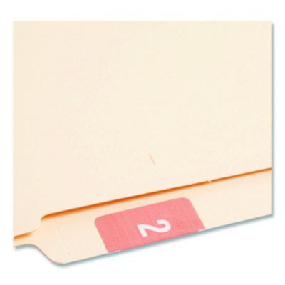 Numerical End Tab File Folder Labels, 2, 1.5 X 1.5, Pink, 250/Roll