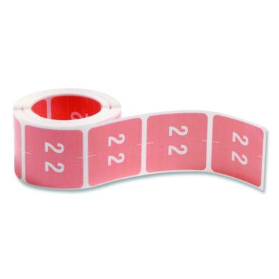 Numerical End Tab File Folder Labels, 2, 1.5 X 1.5, Pink, 250/Roll