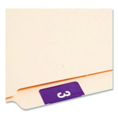 Numerical End Tab File Folder Labels, 3, 1.5 X 1.5, Purple, 250/Roll