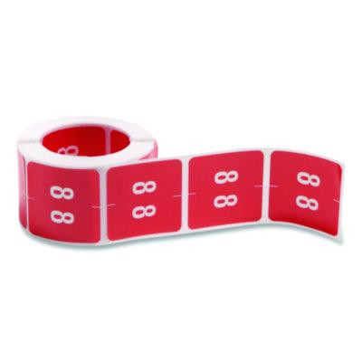 Numerical End Tab File Folder Labels, 8, 1.5 X 1.5, Red, 250/Roll