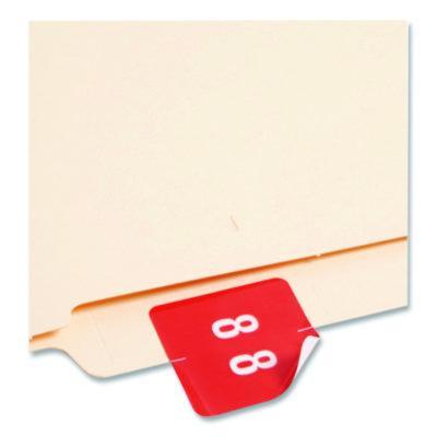Numerical End Tab File Folder Labels, 8, 1.5 X 1.5, Red, 250/Roll