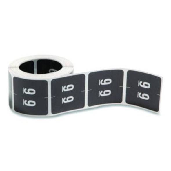 Numerical End Tab File Folder Labels, 9, 1.5 X 1.5, Black, 250/Roll