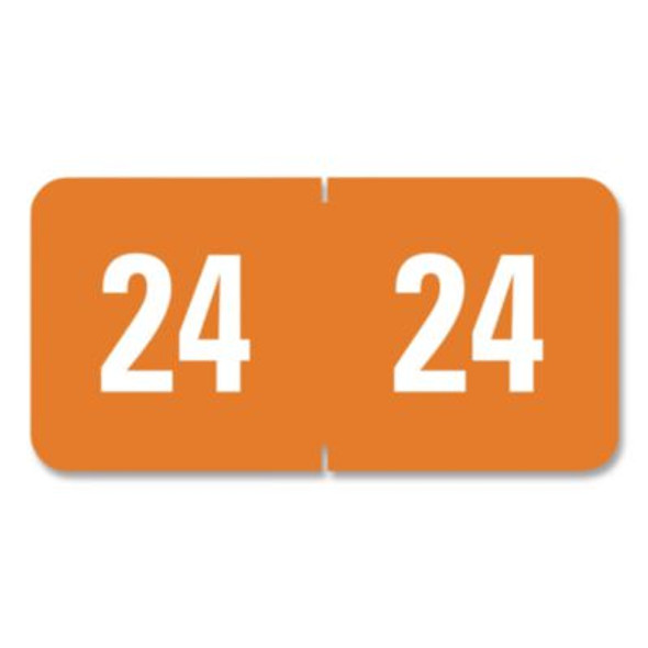 Yearly End Tab File Folder Labels, 24, 0.5 x 1, Orange, 25/Sheet, 10 Sheets/Pack