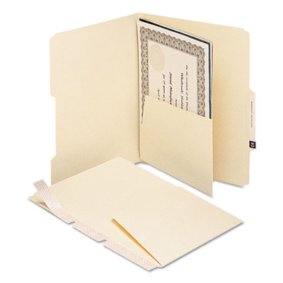 Self-Adhesive Folder Dividers With 5.5" Pockets For Top/End Tab Folders, Fasteners, Letter Size, Manila, 25/Pack