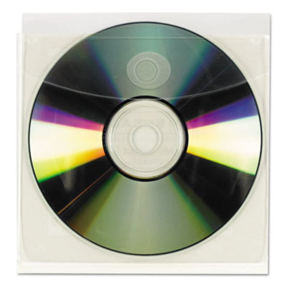 Self-Adhesive Cd/Diskette Pockets, Clear, 10/Pack
