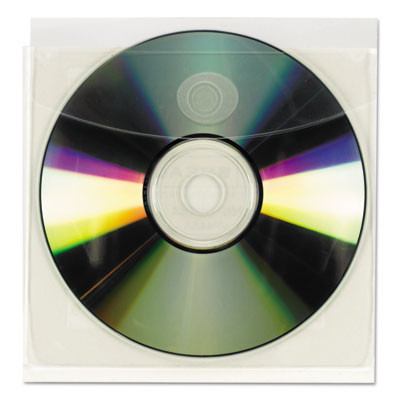 Self-Adhesive Cd/Diskette Pockets, Clear, 10/Pack