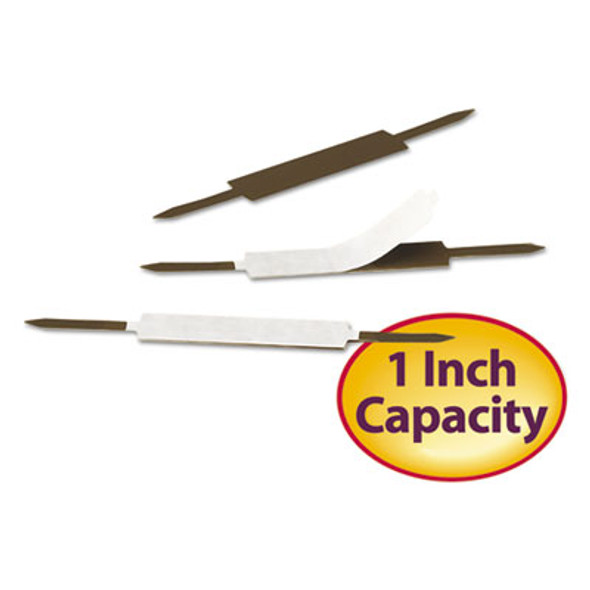 Standard Self-Adhesive Two-Prong Fastener Base And Compressor Sets, 1" Capacity, 2.75" Center To Center, Brown, 100/Box