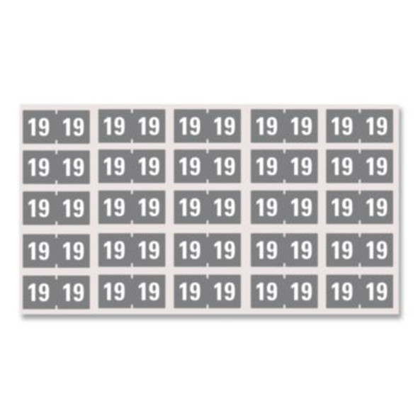 Yearly End Tab File Folder Labels, 19, 0.75 X 1.5, Gray, 500/Roll