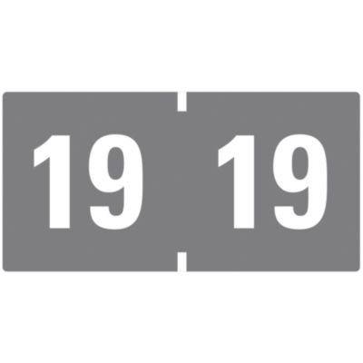 Yearly End Tab File Folder Labels, 19, 0.75 X 1.5, Gray, 500/Roll