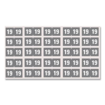 Yearly End Tab File Folder Labels, 19, 0.75 X 1.5, Gray, 500/Roll