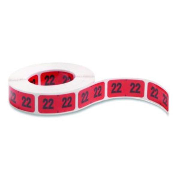 Yearly End Tab File Folder Labels, 22, 0.75 X 1.5, Red, 500 Labels/Roll
