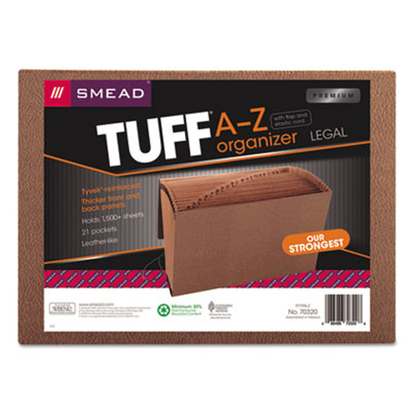 Tuff Expanding Wallet, 21 Sections, Elastic Cord Closure, 1/21-Cut Tabs, Legal Size, Redrope