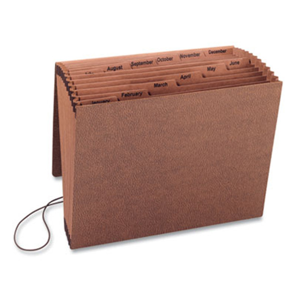 Tuff Expanding Wallet, 12 Sections, Elastic Cord Closure, 1/6-Cut Tabs, Letter Size, Redrope