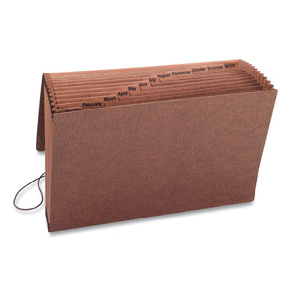 Tuff Expanding Wallet, 12 Sections, Elastic Cord Closure, 1/12-Cut Tabs, Legal Size, Redrope