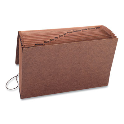 Tuff Expanding Wallet, 12 Sections, Elastic Cord Closure, 1/12-Cut Tabs, Legal Size, Redrope