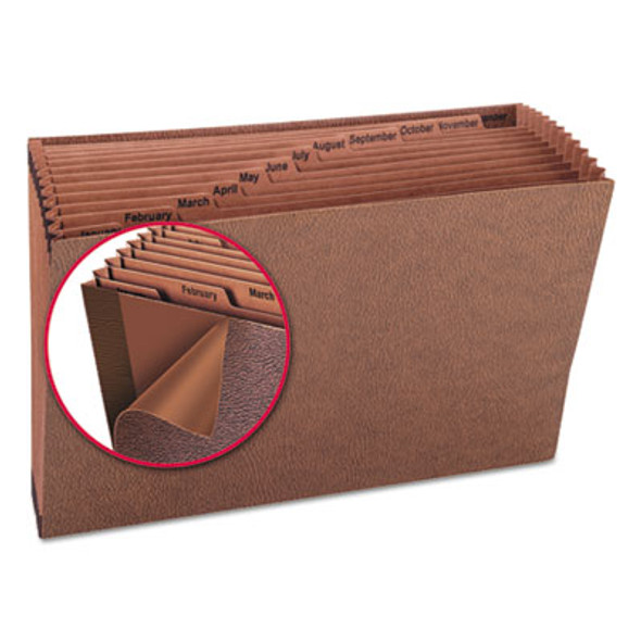 Tuff Expanding Open-Top Stadium File, 12 Sections, 1/12-Cut Tabs, Legal Size, Redrope