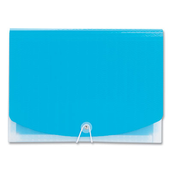 Poly Expanding Folders, 12 Sections, Cord/Hook Closure, 1/6-Cut Tabs, Letter Size, Teal/Clear