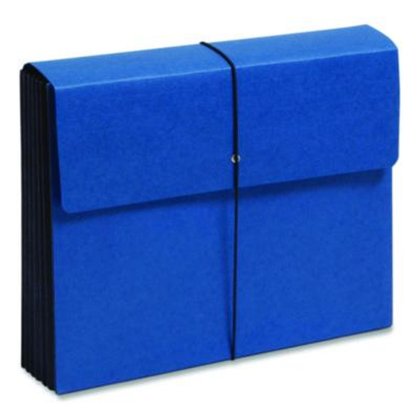 Extra-Wide Expanding Wallets With Elastic Cord, 5.25" Expansion, 1 Section, Elastic Cord Closure, Letter Size, Navy Blue