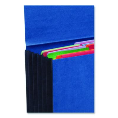 Extra-Wide Expanding Wallets With Elastic Cord, 5.25" Expansion, 1 Section, Elastic Cord Closure, Letter Size, Navy Blue