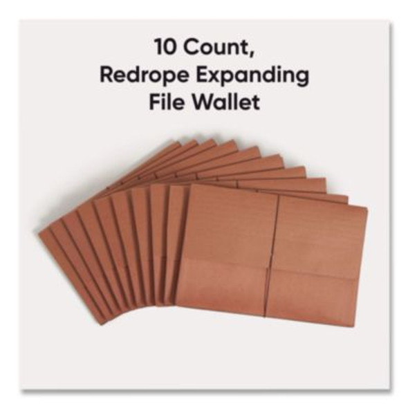 Redrope Expanding Wallet With Elastic Cord, 5.25" Expansion, 1 Section, Elastic Cord Closure, Legal Size, Redrope, 10/Box