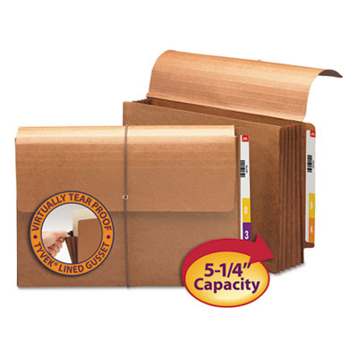 Redrope End Tab Wallets, 5.25" Expansion, 1 Section, Elastic Cord Closure, Straight Tabs, Legal Size, Redrope, 10/Box