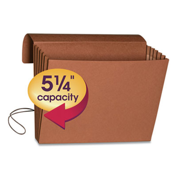 Extra-Wide Expanding Wallets With Elastic Cord, 5.25" Expansion, 1 Section, Elastic Cord Closure, Letter Size, Redrope