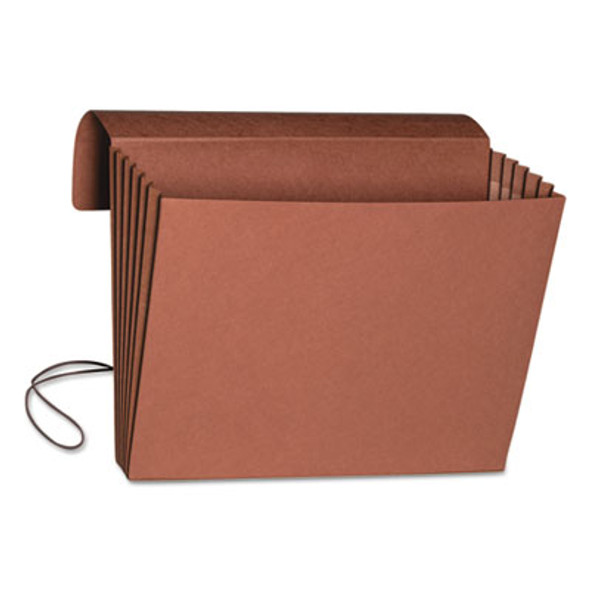 Extra-Wide Expanding Wallets With Elastic Cord, 5.25" Expansion, 1 Section, Elastic Cord Closure, Legal Size, Redrope