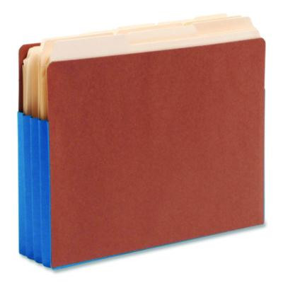 Redrope Drop-Front End Tab File Pockets, Fully Lined 6.5" High Gussets, 3.5" Expansion, Letter Size, Redrope/Blue, 10/Box