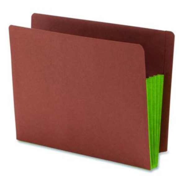 Redrope Drop-Front End Tab File Pockets, Fully Lined 6.5" High Gussets, 3.5" Expansion, Letter Size, Redrope/Green, 10/Box