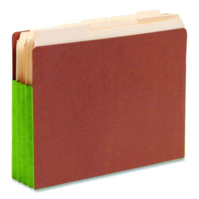 Redrope Drop-Front End Tab File Pockets, Fully Lined 6.5" High Gussets, 3.5" Expansion, Letter Size, Redrope/Green, 10/Box