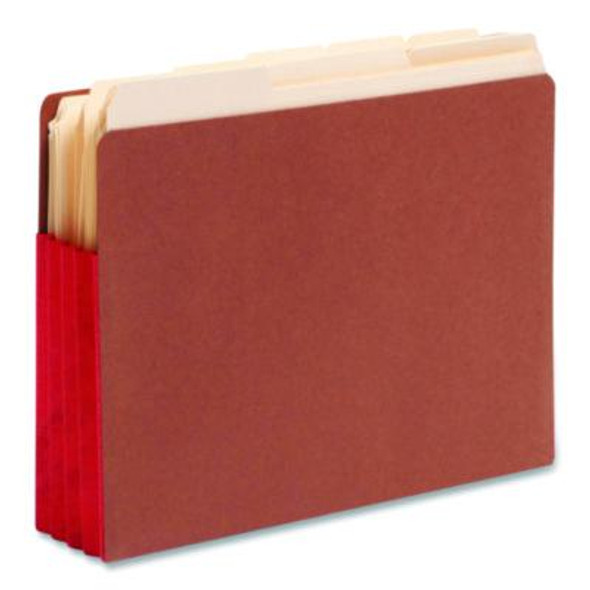 Redrope Drop-Front End Tab File Pockets, Fully Lined 6.5" High Gussets, 3.5" Expansion, Letter Size, Redrope/Red, 10/Box