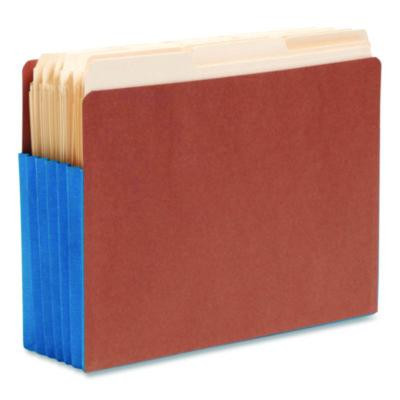 Redrope Drop-Front End Tab File Pockets, Fully Lined 6.5" High Gussets, 5.25" Expansion, Letter Size, Redrope/Blue, 10/Box