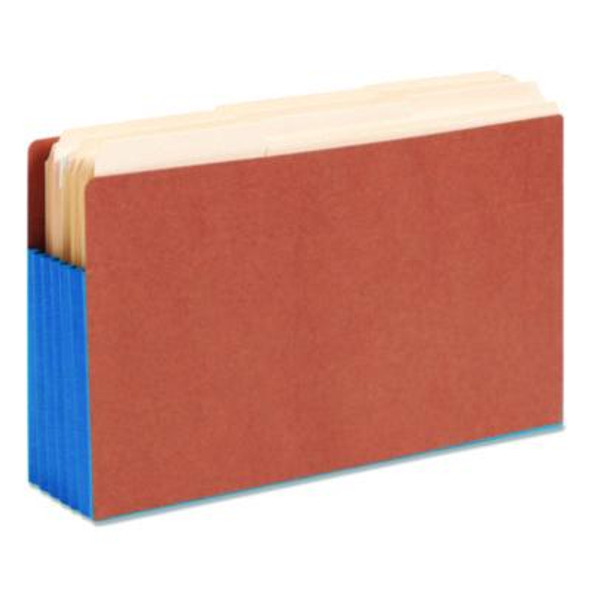 Redrope Drop-Front End Tab File Pockets, Fully Lined 6.5" High Gussets, 5.25" Expansion, Legal Size, Redrope/Blue, 10/Box