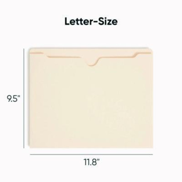 Manila File Jackets, 2-Ply Straight Tab, Letter Size, Manila, 50/Box