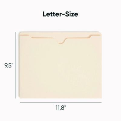 Manila File Jackets, 2-Ply Straight Tab, Letter Size, Manila, 50/Box