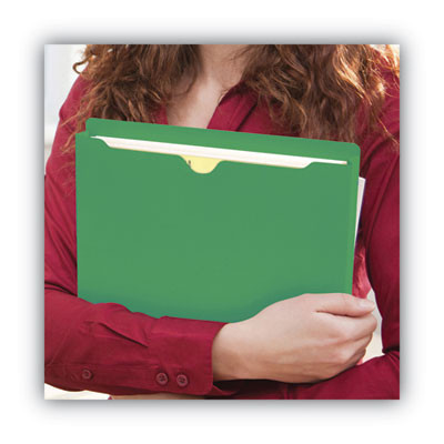 Colored File Jackets With Reinforced Double-Ply Tab, Straight Tab, Letter Size, Green, 50/Box