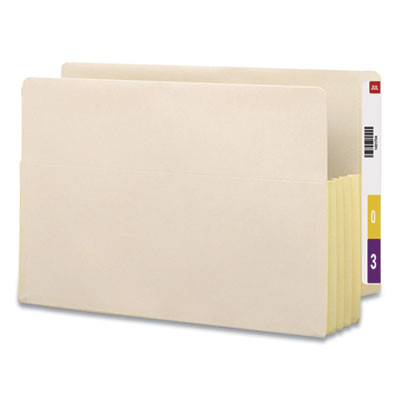 Manila End Tab File Pockets With Tear Resistant Gussets, 3.5" Expansion, Legal Size, Manila, 10/Box