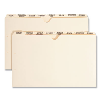 Replacement Pressboard Mortgage File Dividers, Punched For K-Style Fasteners, Legal Size, Manila, 8 Dividers/Set, 12 Sets/Box
