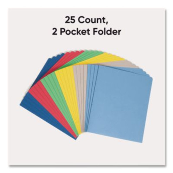 Two-Pocket Folders, Accommodates (100) 11 x 8.5 Sheets, Assorted Colors, 25/Box