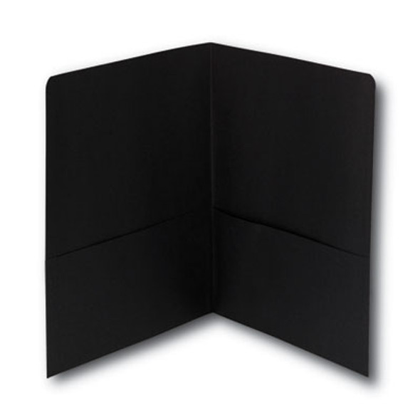 Two-Pocket Folder, Textured Paper, 100-Sheet Capacity, 11 X 8.5, Black, 25/Box