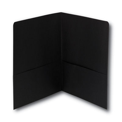 Two-Pocket Folders, Accommodates (100) 11 x 8.5 Sheets, Black, 25/Box