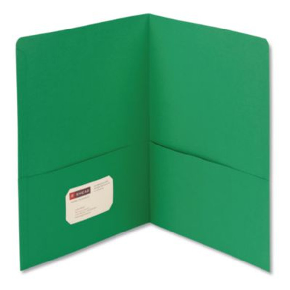 Two-Pocket Folders, Accommodates (100) 11 x 8.5 Sheets, Green, 25/Box