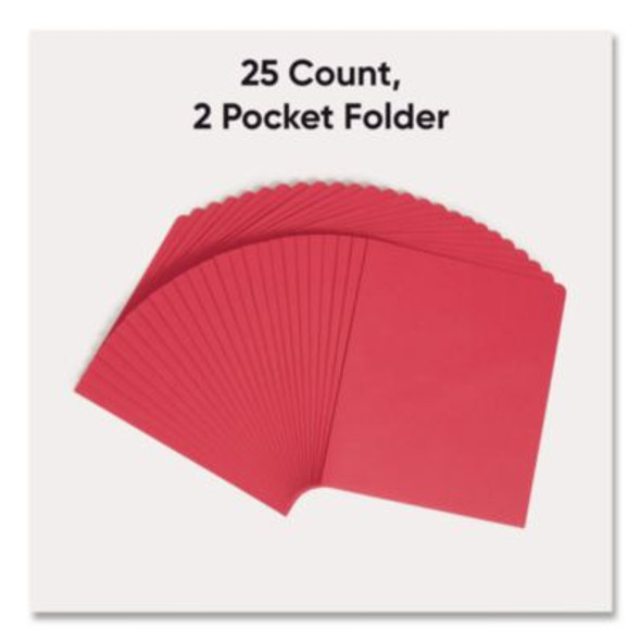 Two-Pocket Folders, Accommodates (100) 11 x 8.5 Sheets, Red, 25/Box